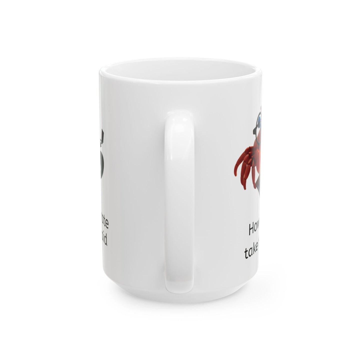 White ceramic coffee mug handle side