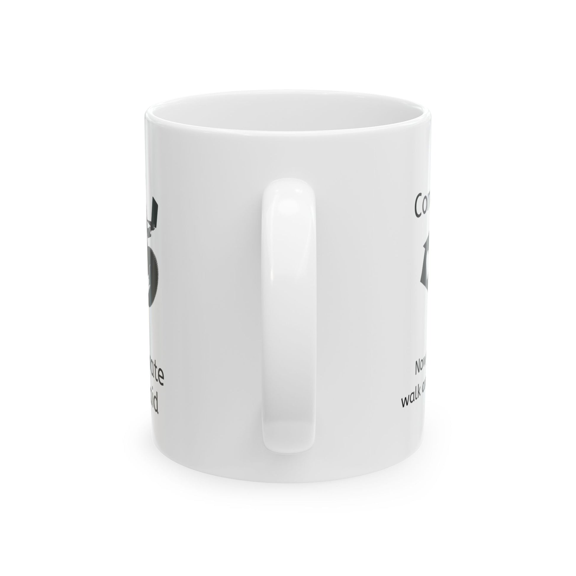 White ceramic coffee mug handle side