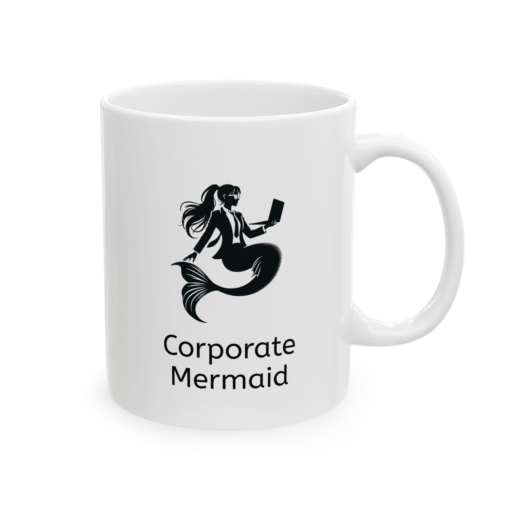 Corporate mermaid black and white logo with wordmark