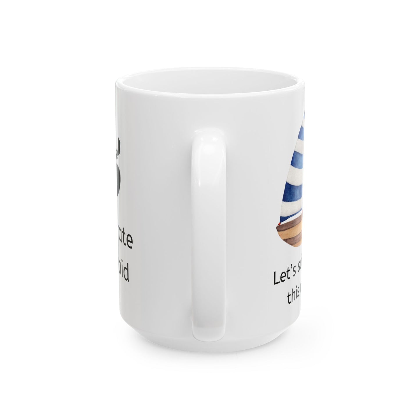 White ceramic coffee mug handle side