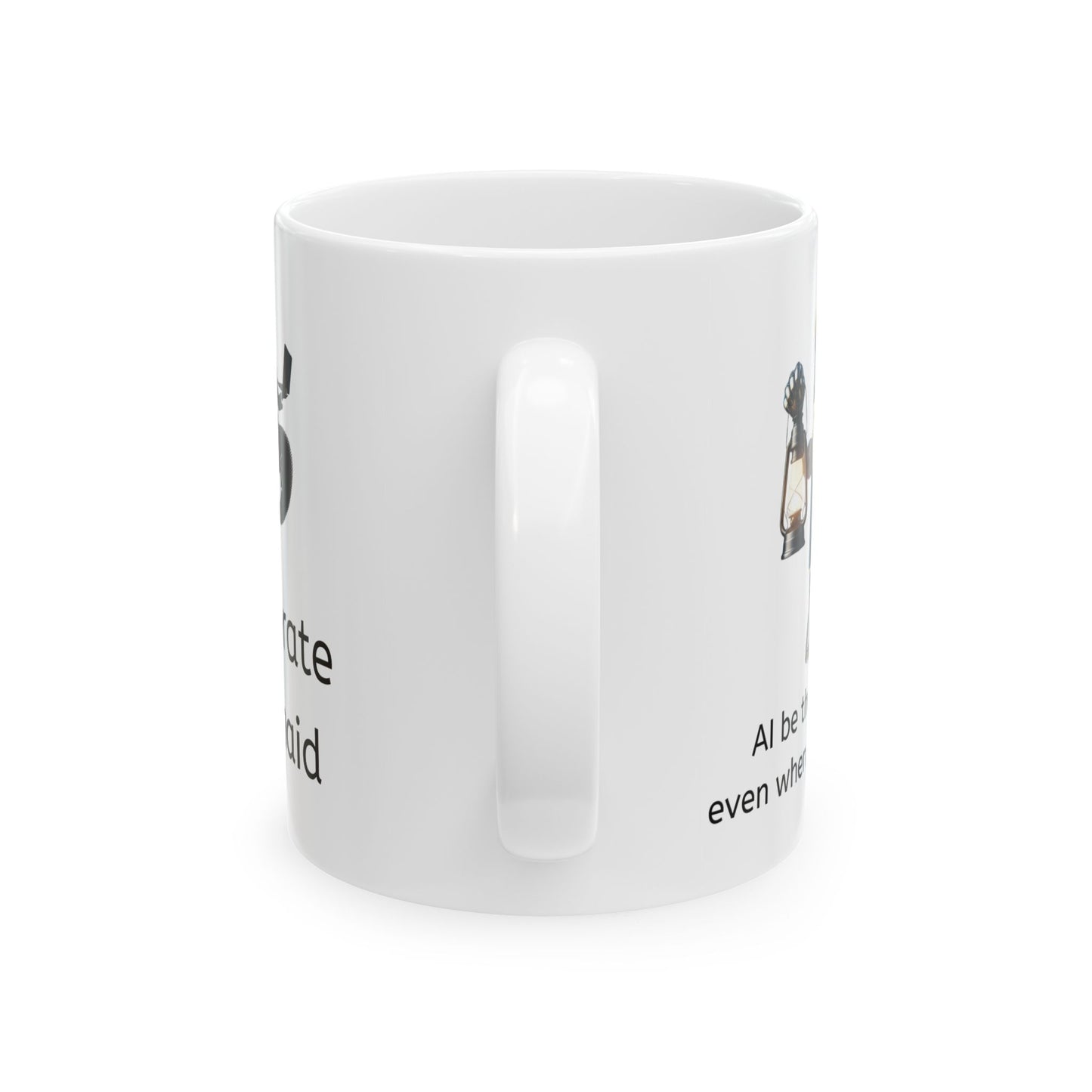 White ceramic coffee mug handle side