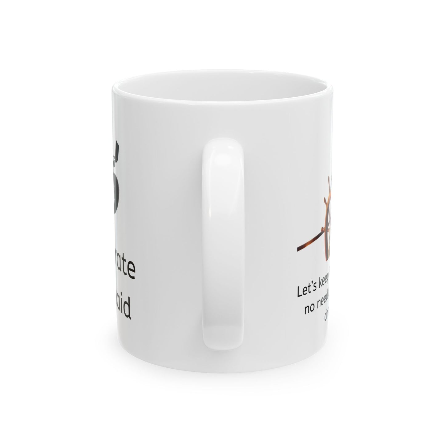 White ceramic coffee mug handle side