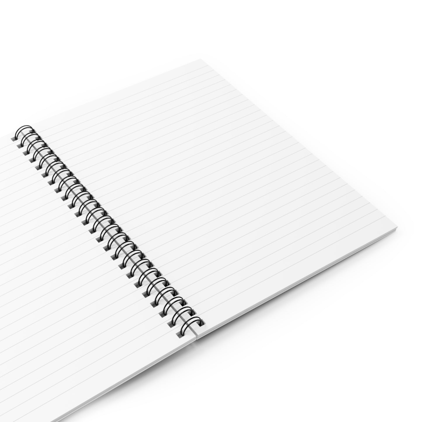 Open spiral bound notebook with blank sheets of line paper